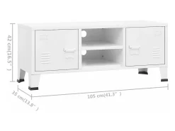 Mueble de TV industrial metal blanco 105x35x42 cm