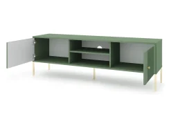 Mueble de TV Iseo verde ahumado/dorado/dorado