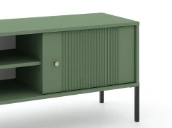 Mueble de TV Iseo verde ahumado/negro/dorado