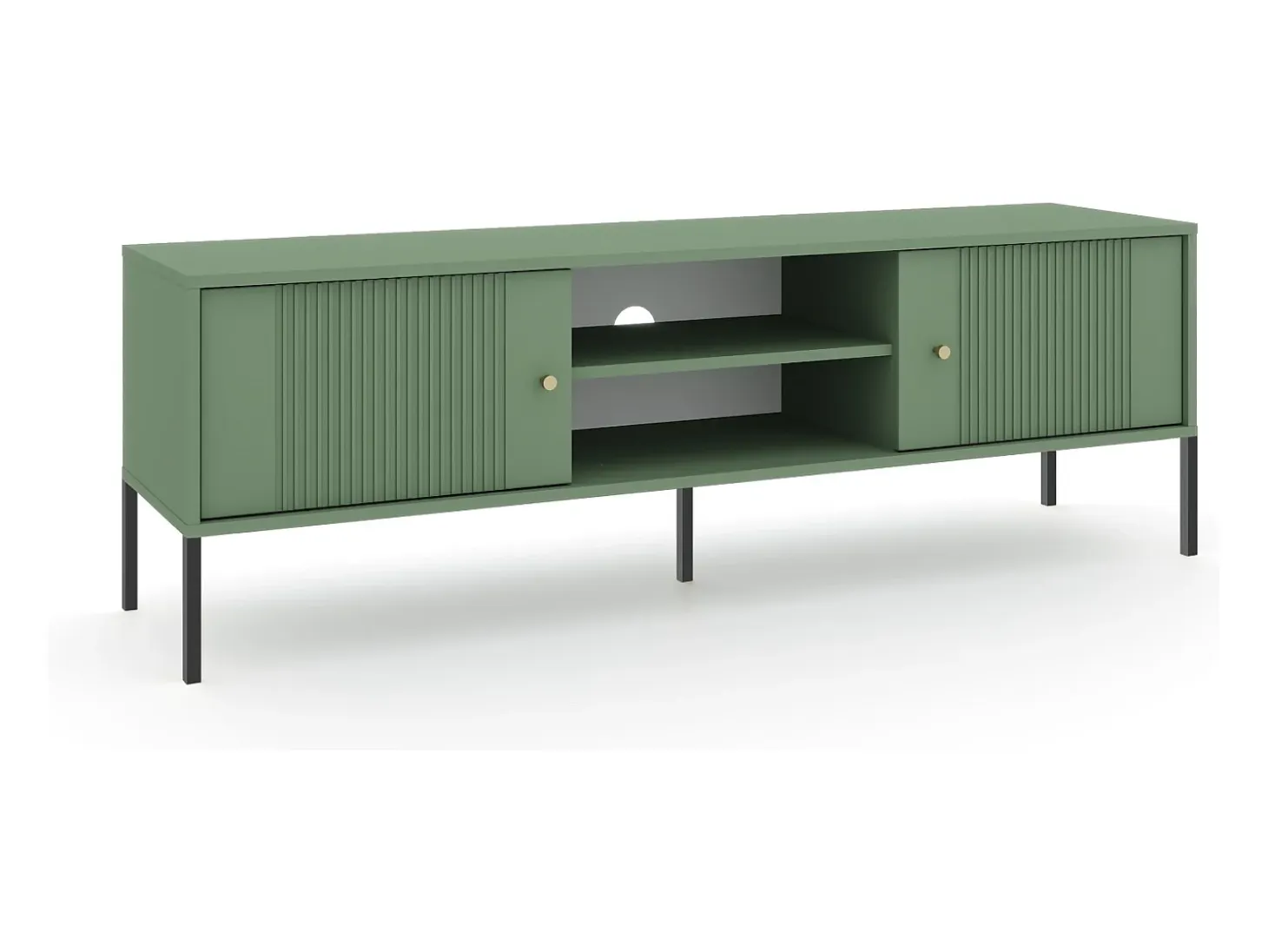 Mueble de TV Iseo verde ahumado/negro/dorado