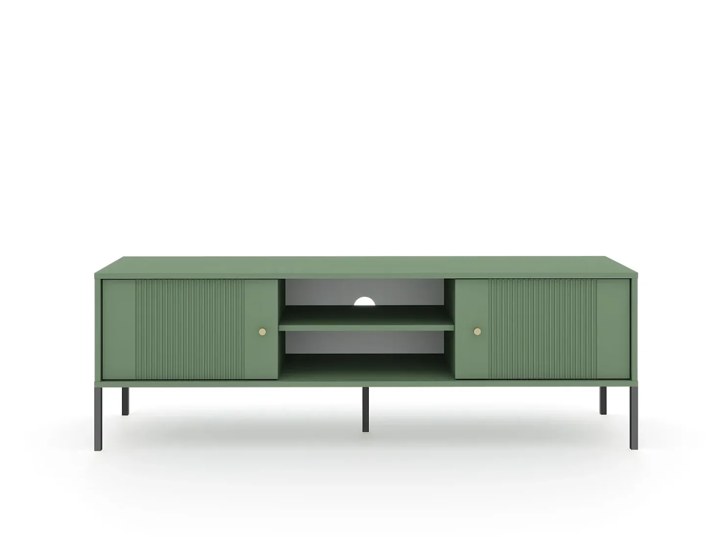 Mueble de TV Iseo verde ahumado/negro/dorado