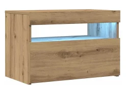 Mueble de TV luces LED madera roble artisan 60x35x40 cm