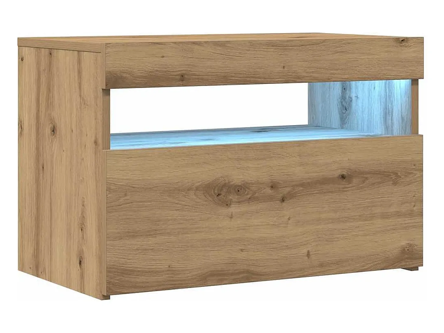 Mueble de TV luces LED madera roble artisan 60x35x40 cm