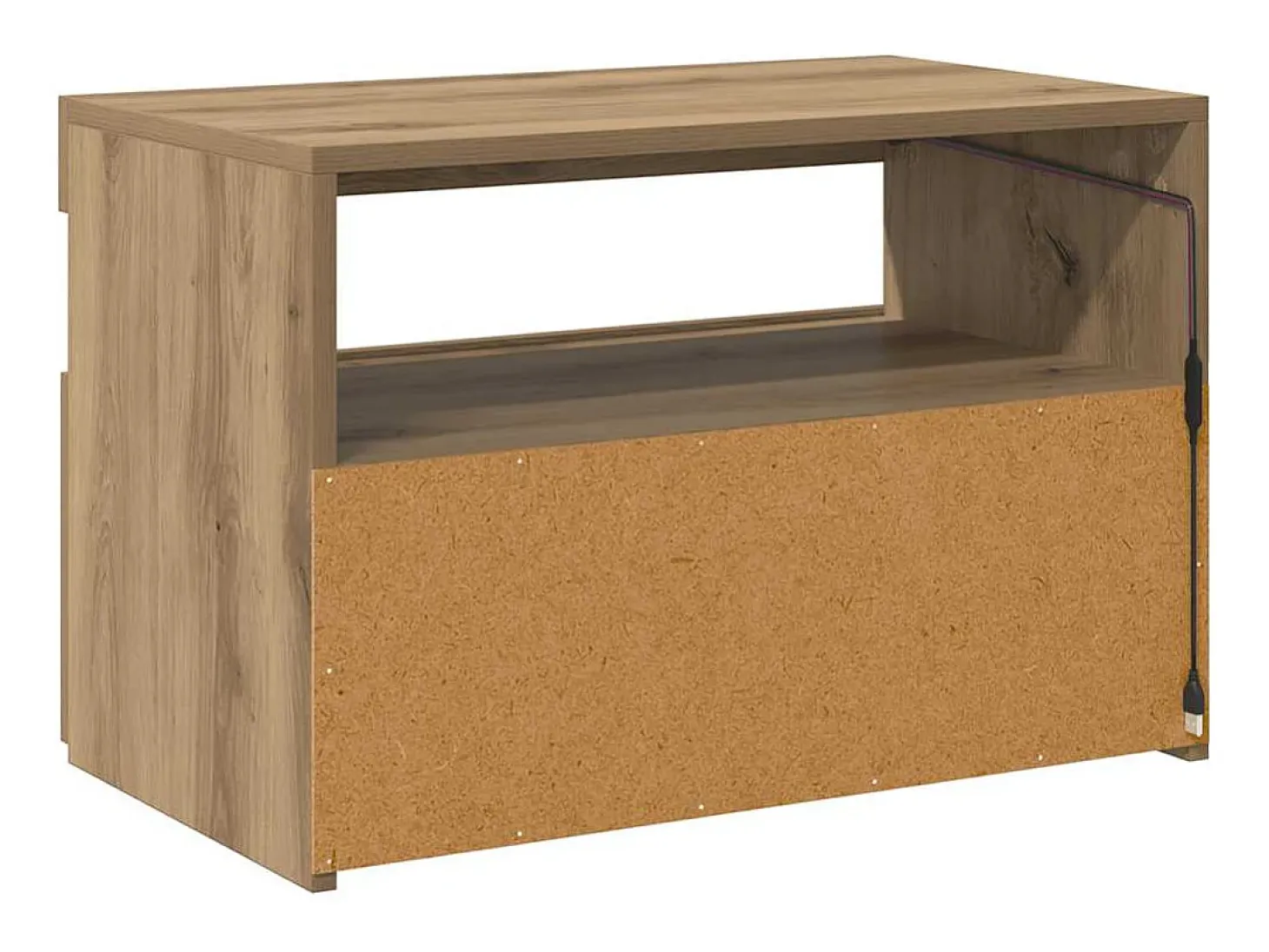 Mueble de TV luces LED madera roble artisan 60x35x40 cm