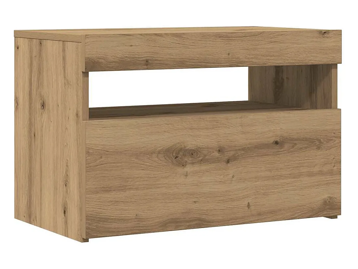 Mueble de TV luces LED madera roble artisan 60x35x40 cm