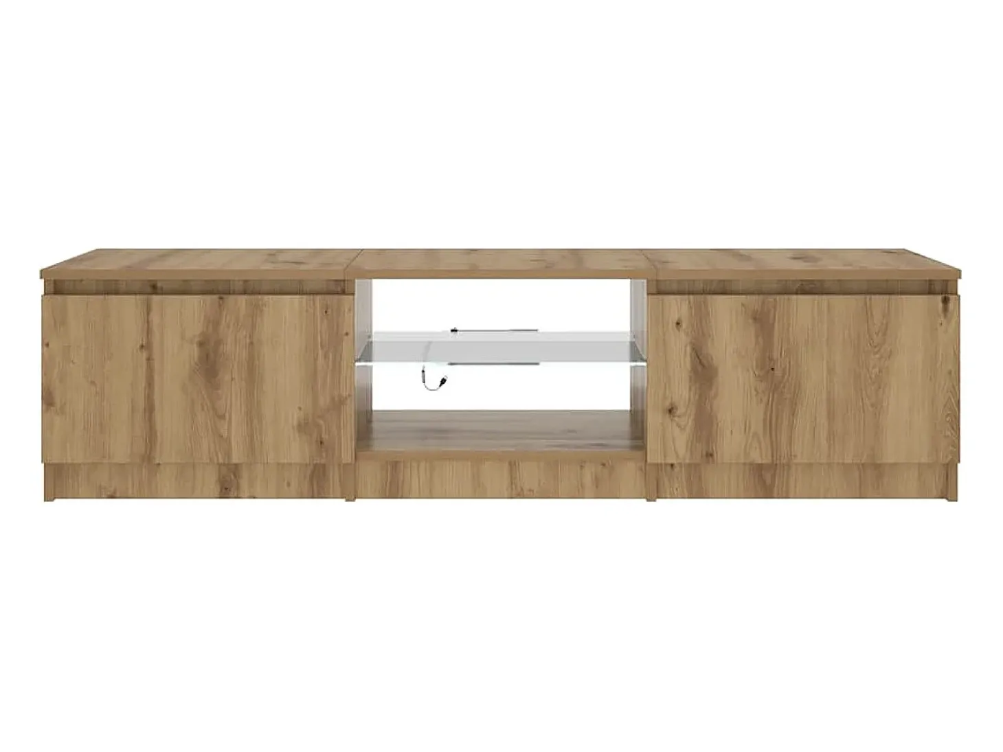Mueble de TV luces LED madera roble artisan 140x40x36 cm