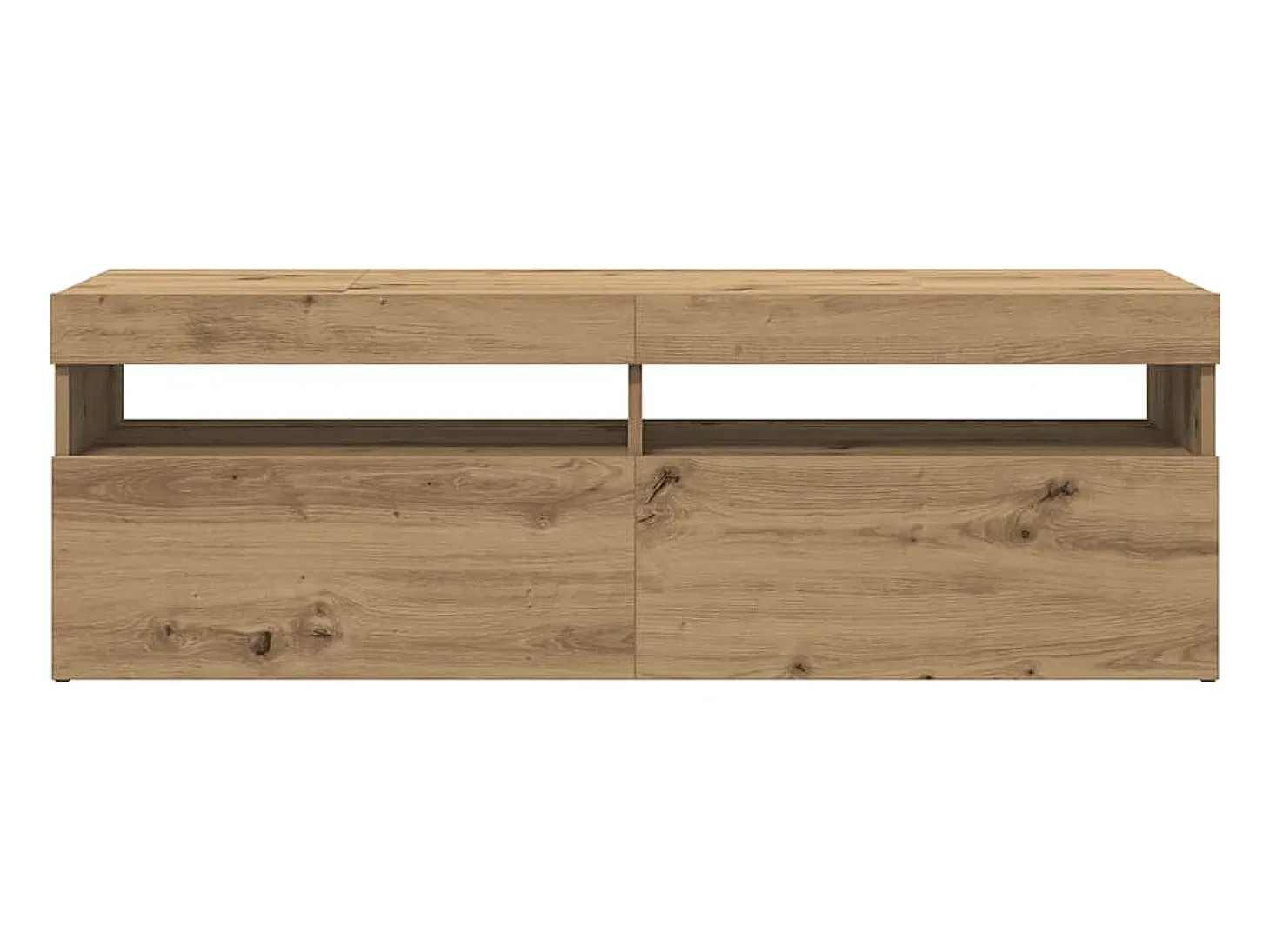 Mueble de TV luces LED madera roble artisan 120x35x40 cm