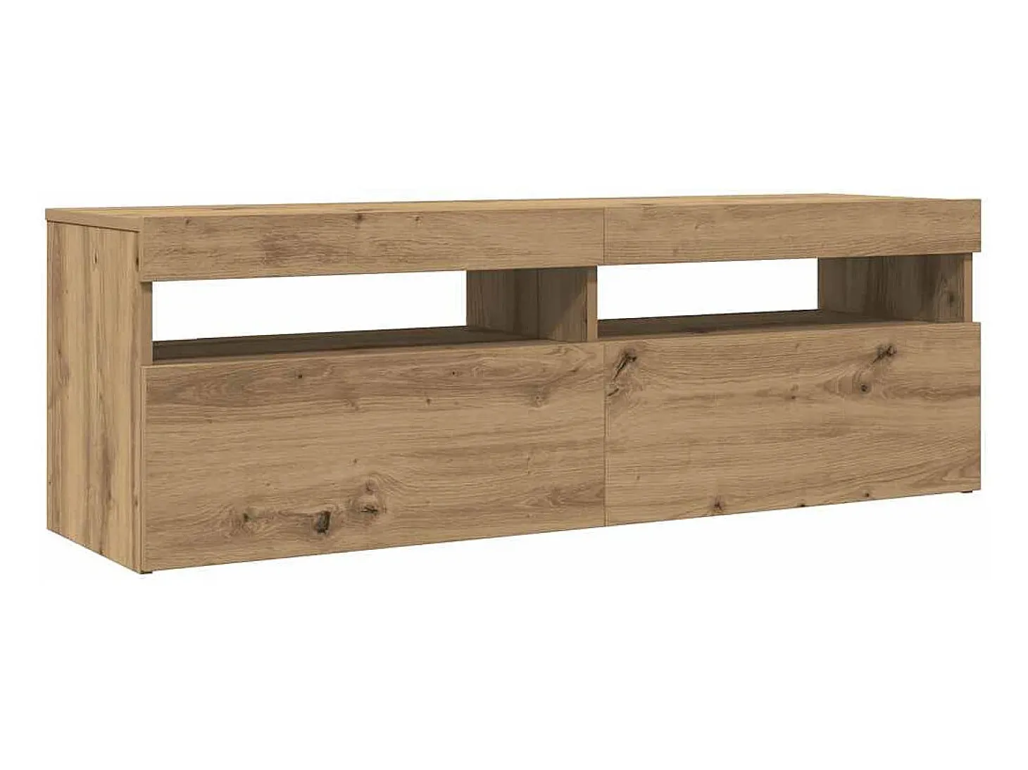 Mueble de TV luces LED madera roble artisan 120x35x40 cm