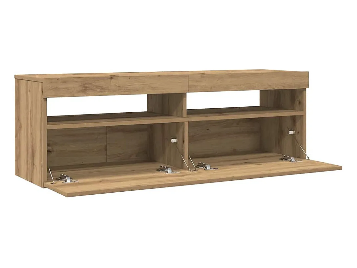 Mueble de TV luces LED madera roble artisan 120x35x40 cm