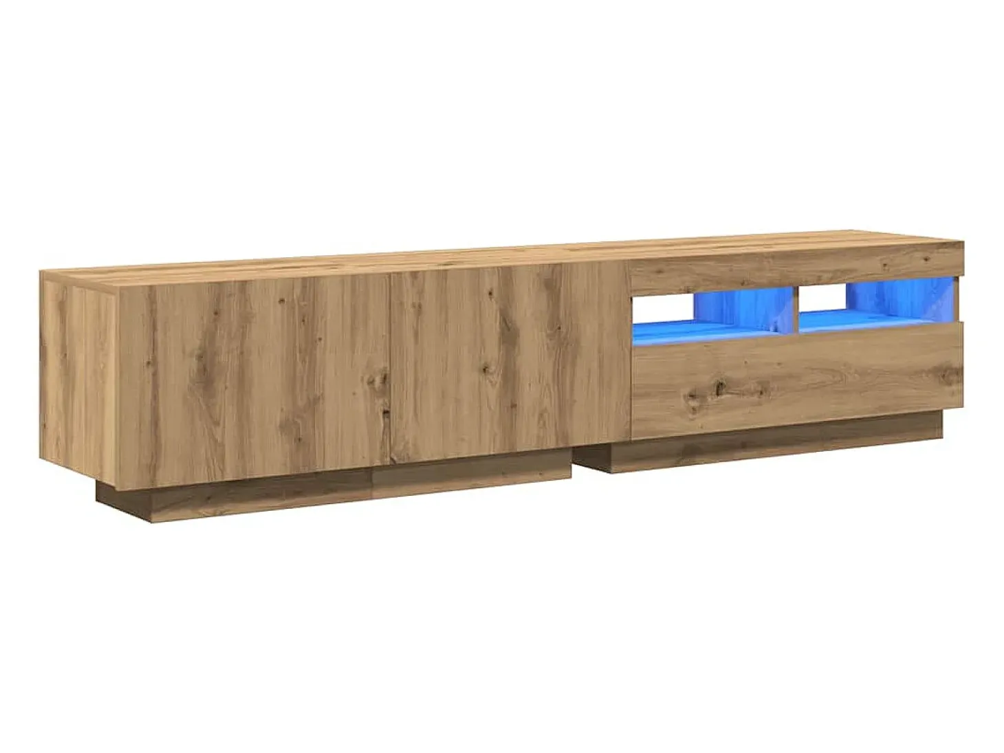 Mueble de TV luces LED madera roble artisan 180x35x40 cm