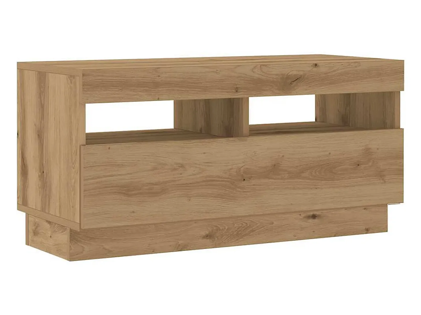 Mueble de TV luces LED madera roble artisan 180x35x40 cm
