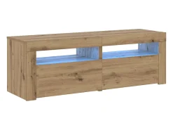 Mueble de TV luces LED madera roble artisan 120x35x40 cm