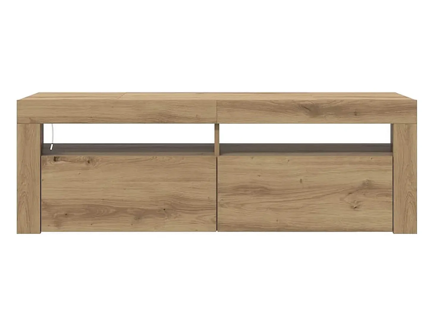 Mueble de TV luces LED madera roble artisan 120x35x40 cm
