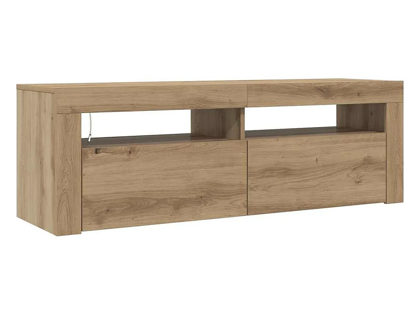 Mueble de TV luces LED madera roble artisan 120x35x40 cm