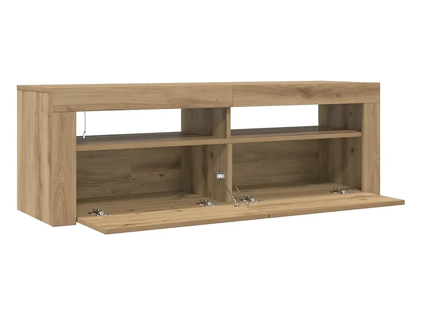 Mueble de TV luces LED madera roble artisan 120x35x40 cm