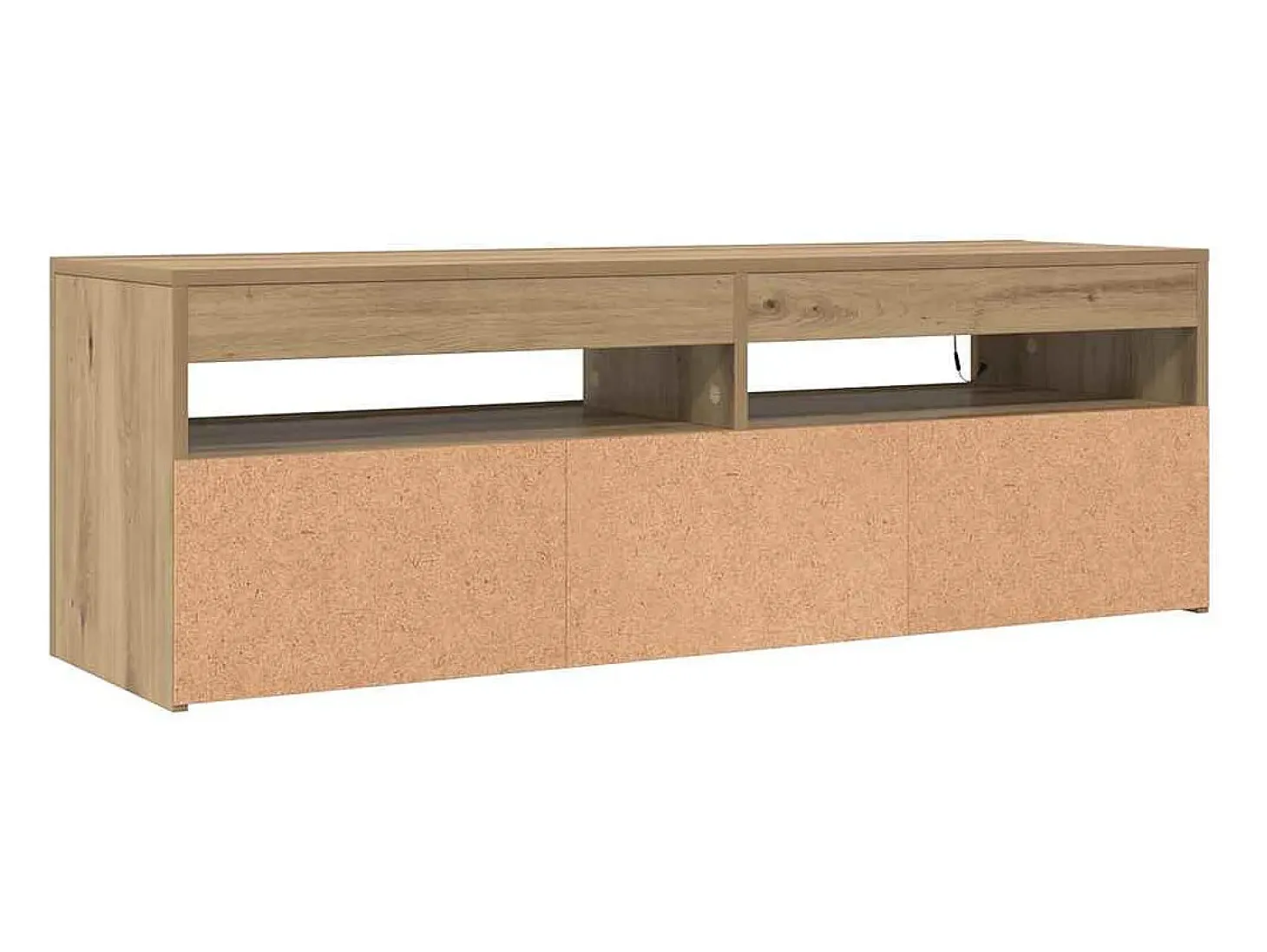 Mueble de TV luces LED madera roble artisan 120x35x40 cm