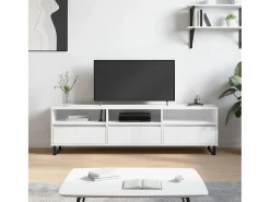 Mueble de TV madera contrachapada blanco 150x30x44,5 cm