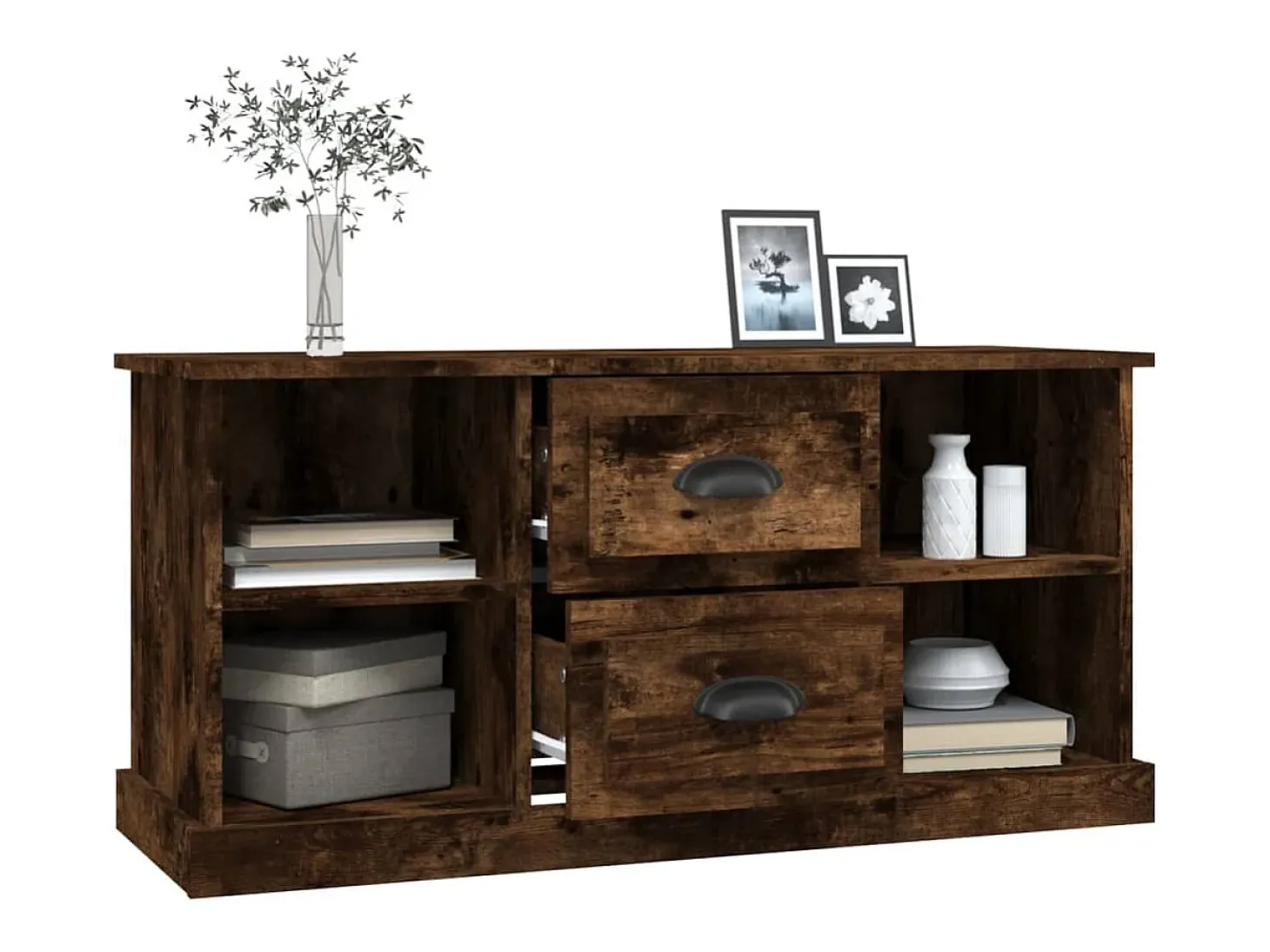 Mueble de TV madera contrachapada roble ahumado 99,5x35,5x48 cm