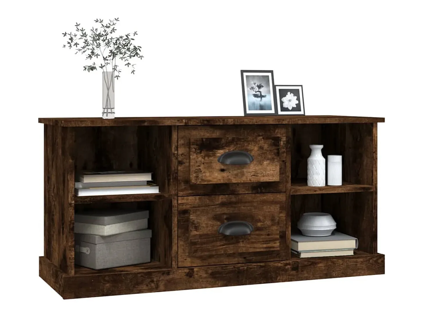 Mueble de TV madera contrachapada roble ahumado 99,5x35,5x48 cm