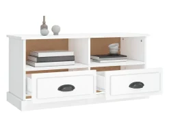 Mueble de TV madera contrachapada blanco brillo 93x35,5x45 cm