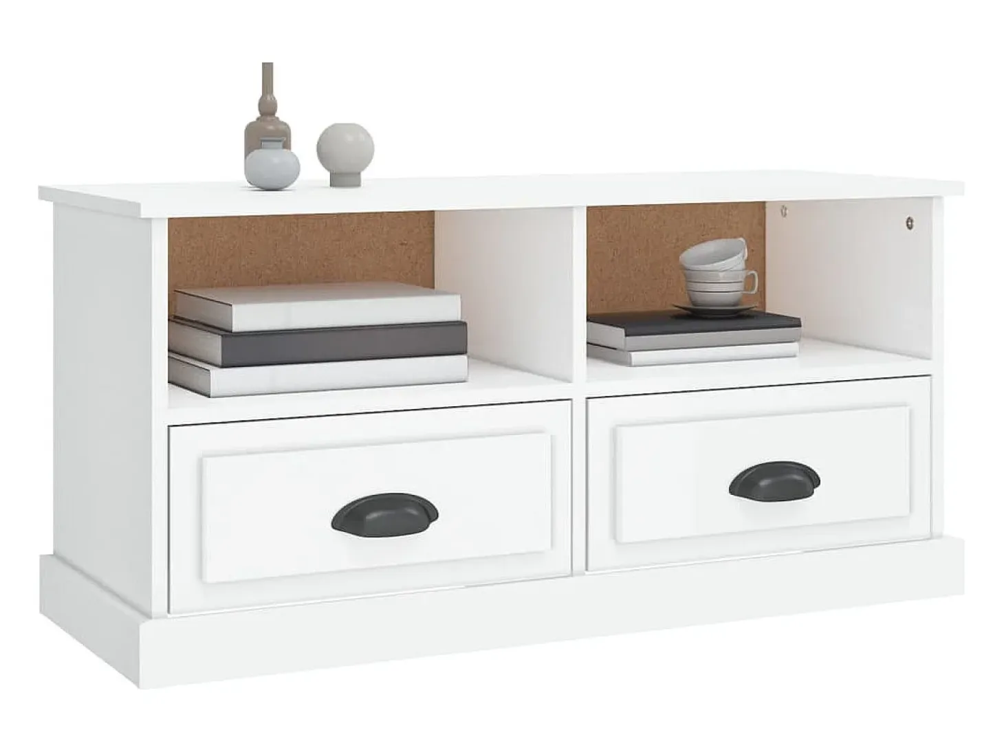 Mueble de TV madera contrachapada blanco brillo 93x35,5x45 cm