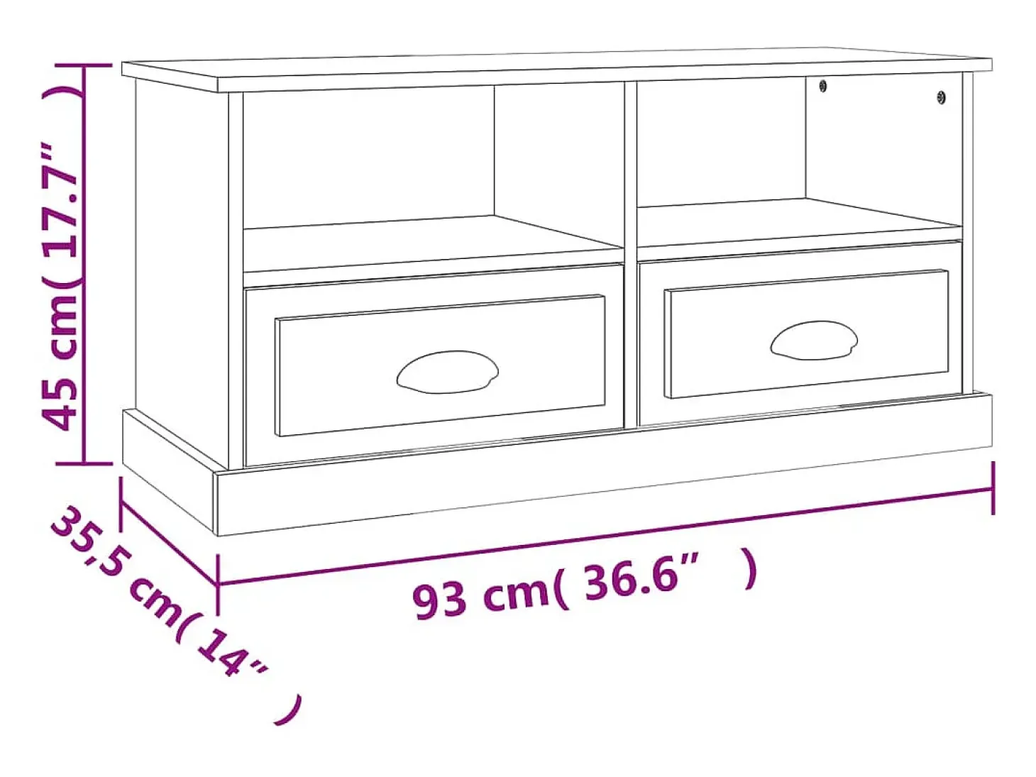 Mueble de TV madera contrachapada blanco brillo 93x35,5x45 cm