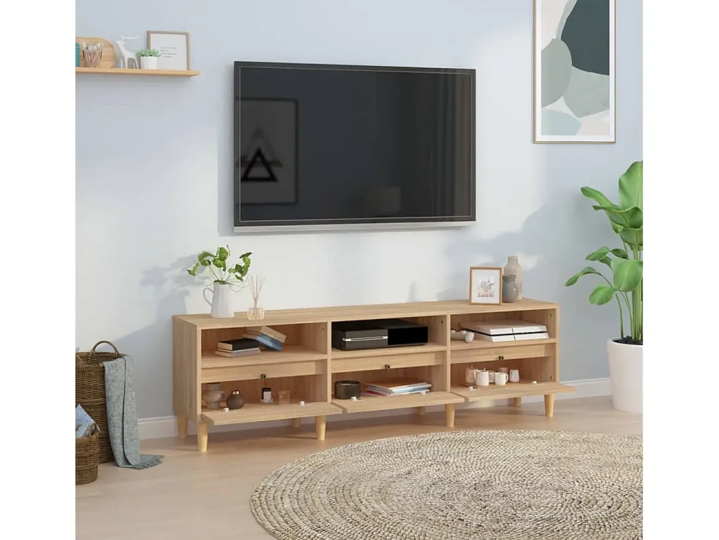 Mueble de TV madera contrachapada roble Sonoma 150x30x44,5 cm
