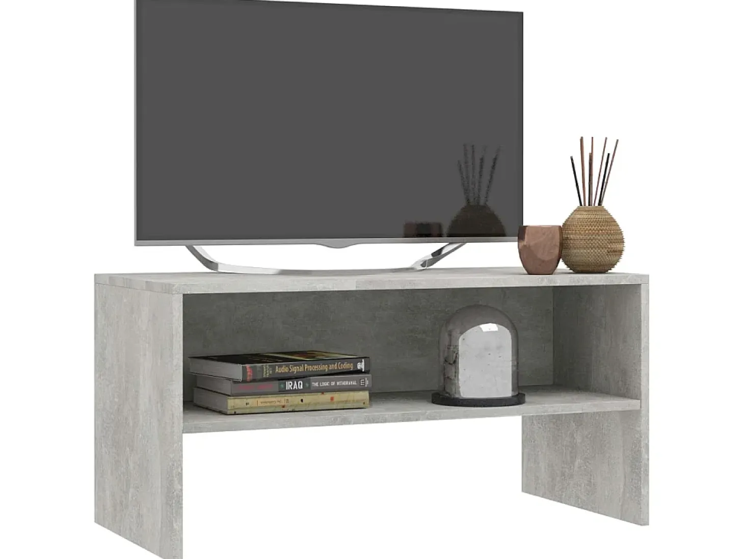 Mueble de TV madera contrachapada gris hormigón 80x40x40 cm ES720800