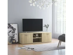 Mueble de TV madera contrachapada color roble 120x34x37 cm