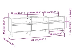 Mueble de TV madera contrachapada blanco 150x30x44,5 cm