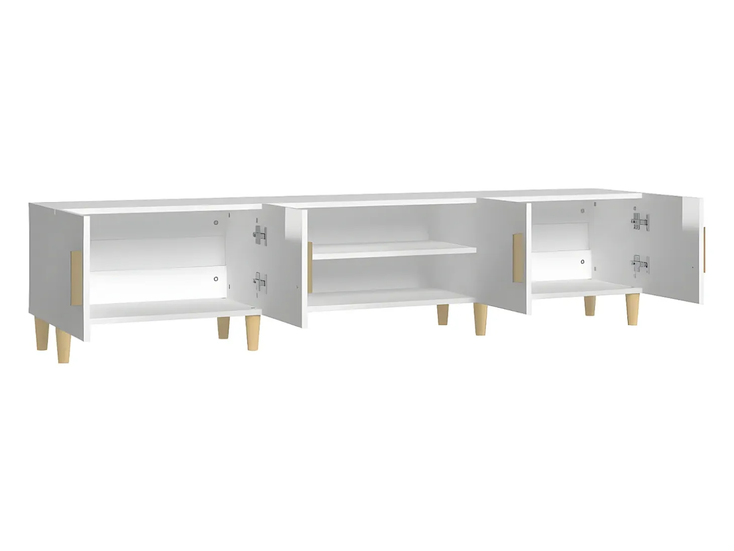 Mueble de TV madera contrachapada blanco brillo 180x31,5x40 cm