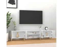 Mueble de TV madera contrachapada blanco brillo 180x31,5x40 cm