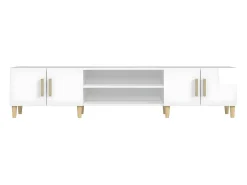 Mueble de TV madera contrachapada blanco brillo 180x31,5x40 cm