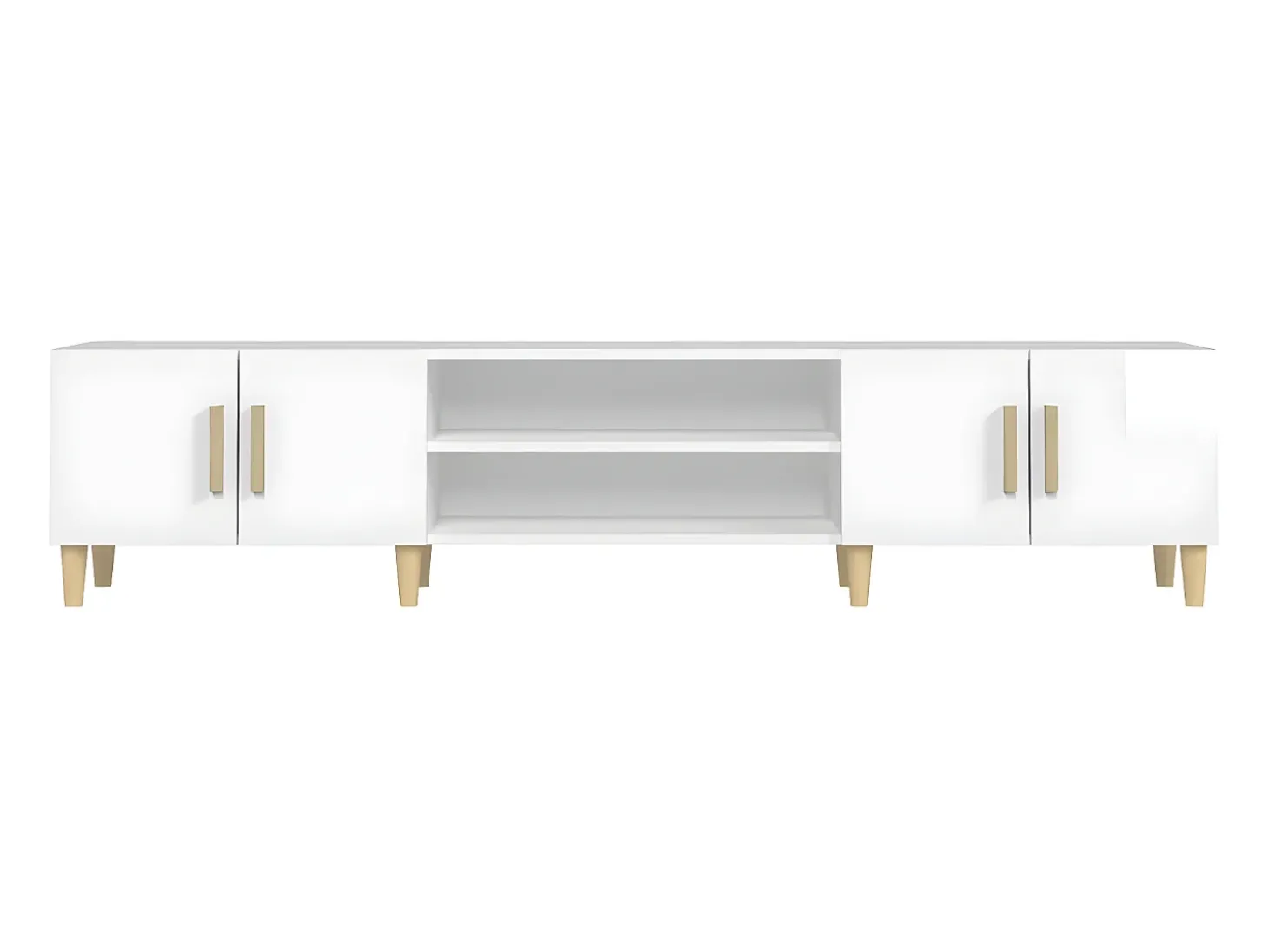 Mueble de TV madera contrachapada blanco brillo 180x31,5x40 cm