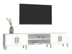 Mueble de TV madera contrachapada blanco brillo 180x31,5x40 cm