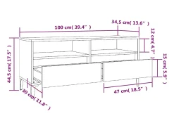 Mueble de TV madera contrachapada gris Sonoma 100x34,5x44,5 cm