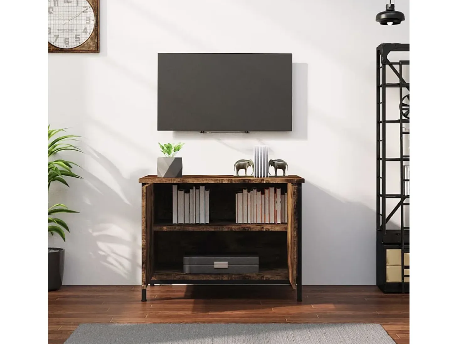 Mueble de TV madera contrachapada roble ahumado 60x35x45 cm