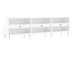 Mueble de TV madera contrachapada blanco brillo 150x30x44,5 cm