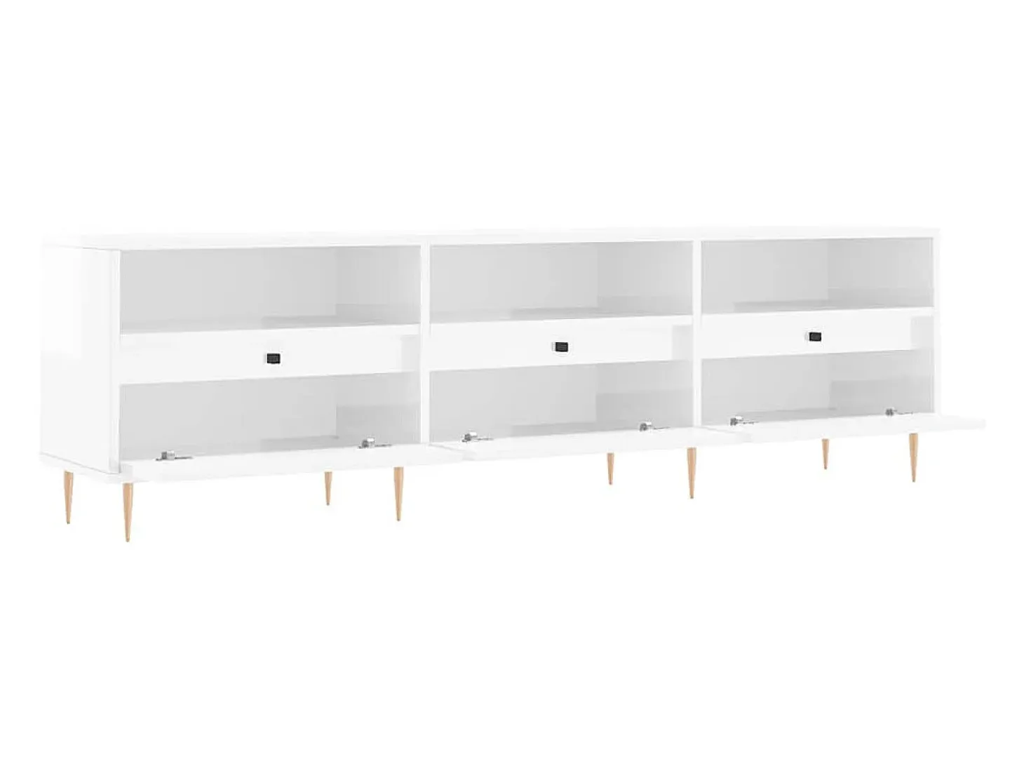 Mueble de TV madera contrachapada blanco brillo 150x30x44,5 cm