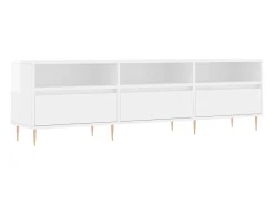 Mueble de TV madera contrachapada blanco brillo 150x30x44,5 cm