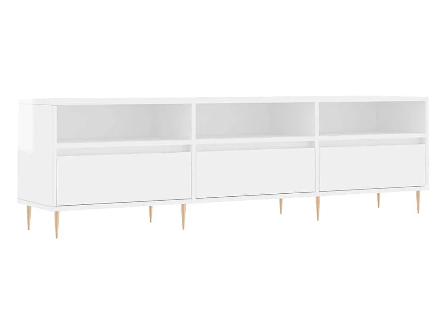 Mueble de TV madera contrachapada blanco brillo 150x30x44,5 cm