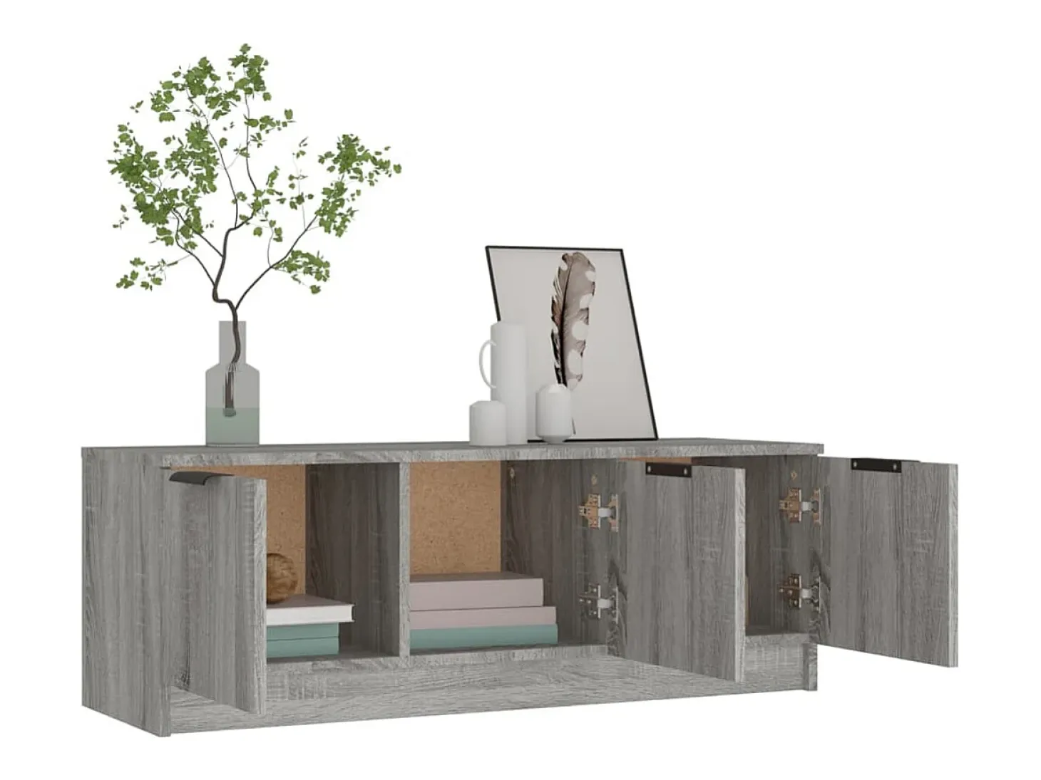 Mueble de TV madera contrachapada gris Sonoma 102x35x36,5 cm