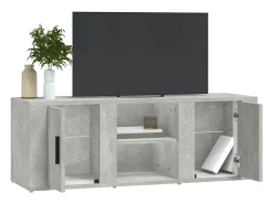 Mueble de TV madera contrachapada gris hormigón 100x31,5x35 cm