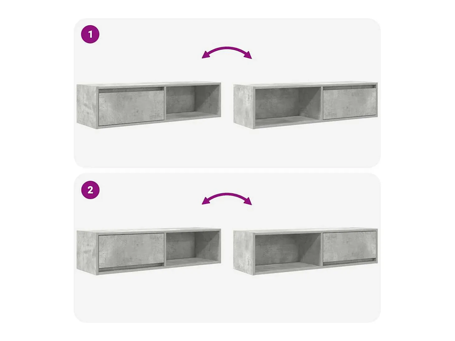 Mueble de TV madera contrachapada gris hormigón 100x31x25,5 cm