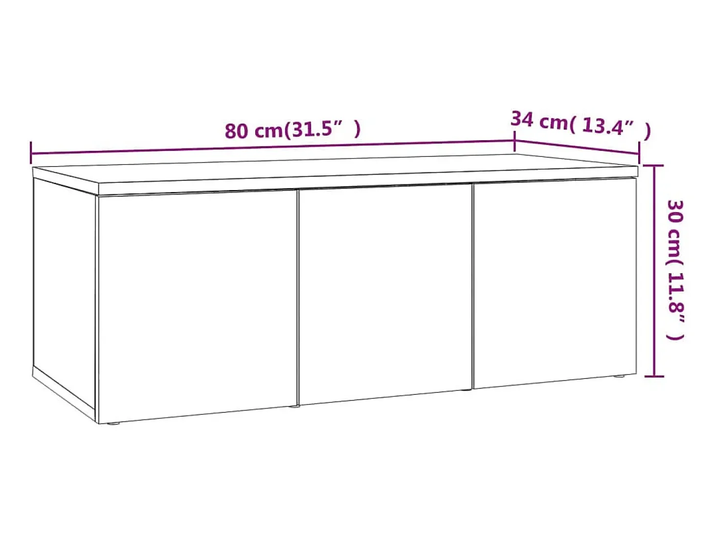 Mueble de TV madera contrachapada color roble 80x34x30 cm