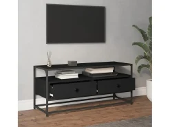 Mueble de TV madera contrachapada negro 100x35x45 cm