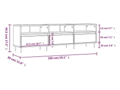 Mueble de TV madera contrachapada roble ahumado 150x30x44,5 cm