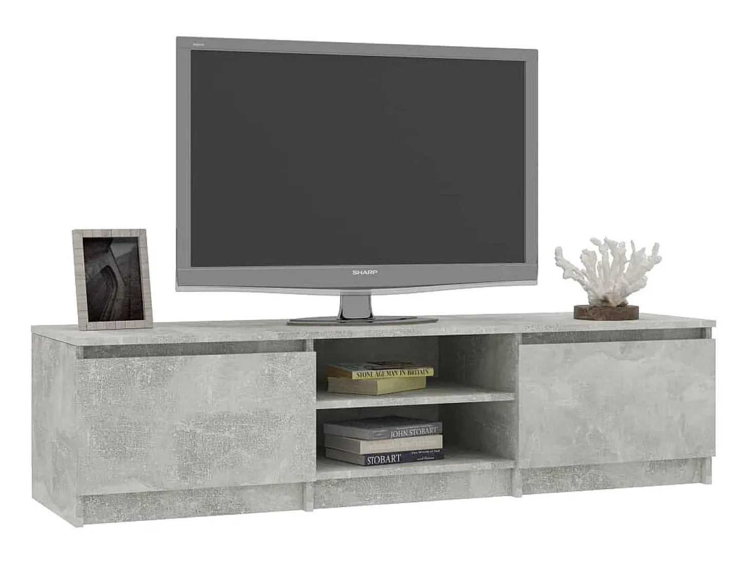 Mueble de TV madera contrachapada gris hormigón 140x40x35,5 cm ES21271