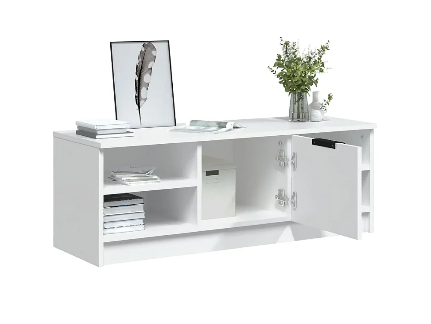 Mueble de TV madera contrachapada blanco 102x35,5x36,5 cm