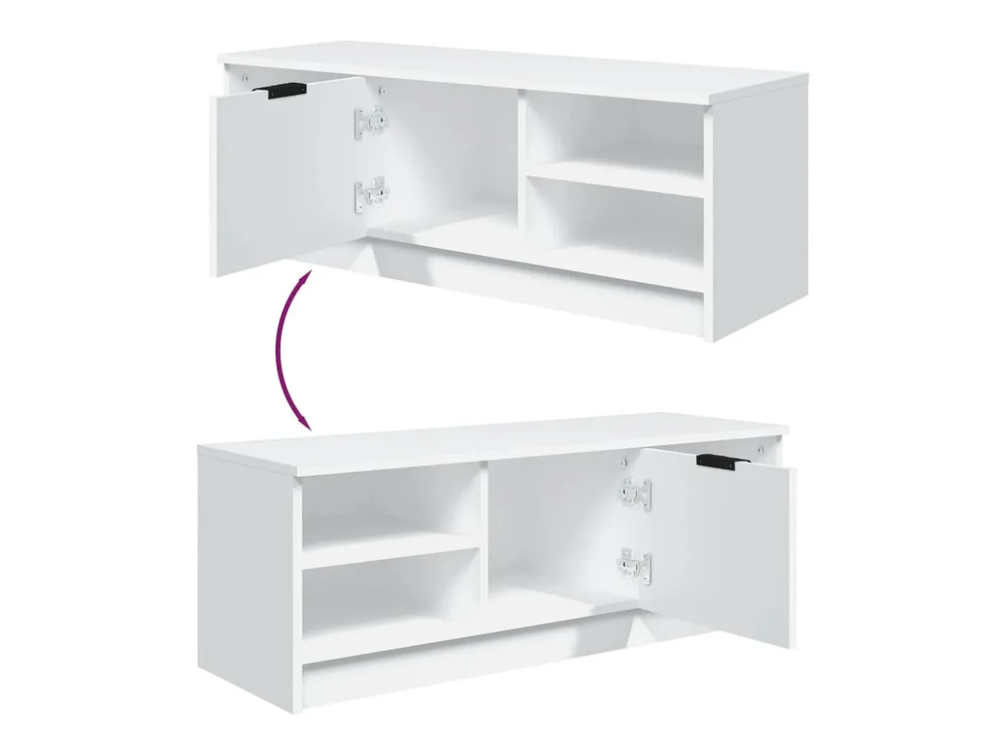 Mueble de TV madera contrachapada blanco 102x35,5x36,5 cm